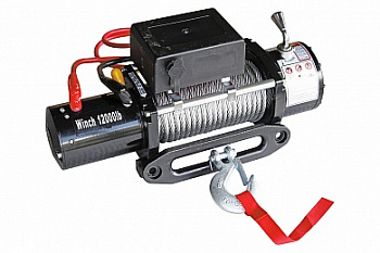 Лебёдка электрическая 12V Electric Winch 12000 lbs 5443 кг (влагозащищенная, чугунный клюз)