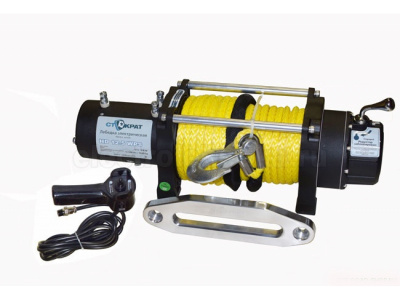 Лебедка электрическая автомобильная СТОКРАТ HD 12.5 WP, 12V, 6.8 л.с. с синтетическим тросом