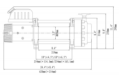 Лебёдка электрическая (индустр.) 12V Runva EWN17500USR 7960 кг синтетический трос