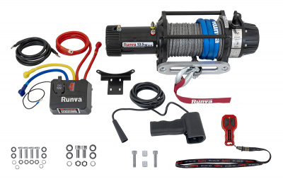Лебёдка автомобильная электрическая 12V Runva EWB13500MAXSSR 6136 кг MAX влагозащищенная, синтетический трос