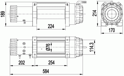 Лебедка электрическая индустриальная СТОКРАТ HD 15.5 WP, 12V, 6.8 л.с.