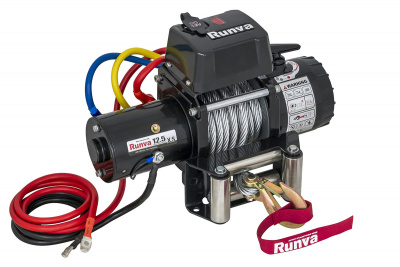 Лебёдка электрическая 12V Runva 12500 lbs 5670 кг короткий барабан, стальной трос