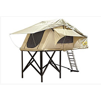 Палатка СТОКРАТ на крышу автомобиля с козырьком над входом и тамбуром (улучшенная ткань).