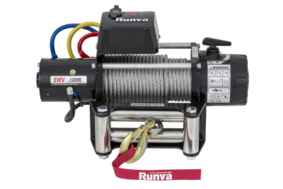 Лебёдка электрическая 12V Runva EWV12500S 5670 кг (стальной трос)
