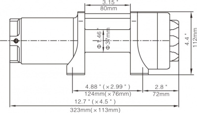 Лебёдка электрическая 12V Runva 2500 lbs 1140 кг (синтетический трос)