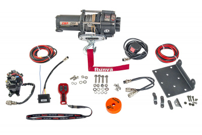 Лебёдка электрическая 12V Runva 2500 lbs 1140 кг (синтетический трос)