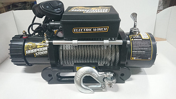 Лебёдка автомобильная электрическая 12000 (5433кг) (12V). Со стальным тросом и чугунным клюзом