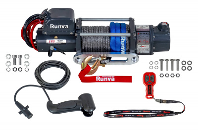 Лебёдка электрическая двухскоростная 12V Runva EWD10000USR 4500 кг (синтетический трос)