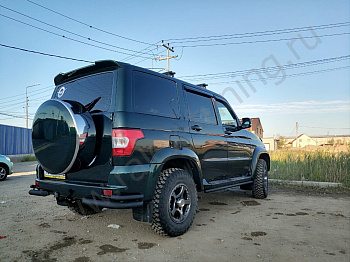 Защита заднего бампера RALEX-TUNING "уголки двойные" 63.5/43 мм УАЗ ПАТРИОТ 2015-(цвет черный матовый)