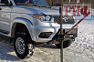 Бампер передний силовой/защита штатного бампера РИФ для УАЗ Патриот 2015+ с защитой рулевых тяг (центральная часть)