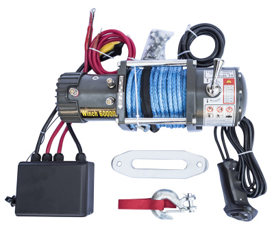 Лебедка автомобильная электрическая 12V CM6000S с синтетическим тросом