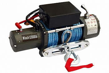 Лебёдка электрическая 12V Electric Winch 12000 lbs 5443 кг (влагозащищенная, синтетический трос)