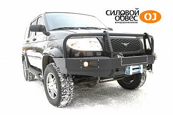 Передний силовой бампер с площадкой лебёдки на УАЗ Патриот, УАЗ Пикап OJeep