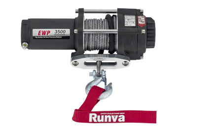 Лебёдка электрическая 12V Runva 3500A lbs 1588 кг (синтетический трос)